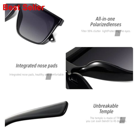 Vintage Oversized Square Sunglasses UV Protection Large Frame Shades